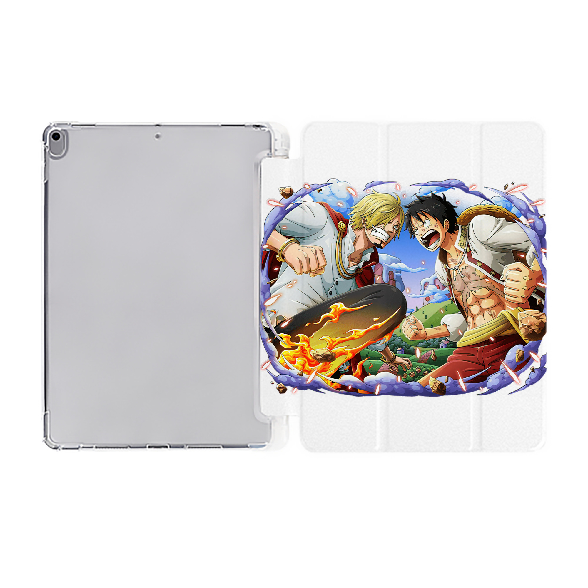 （画像用） ワンピース モンキー・D・ルフィ ONE PIECE Monkey D. Luffy IPad ケース ペン収納付き 三つ折りスタンド PUレザー×シリコン 対応機種9.5/10.5/10.9インチ